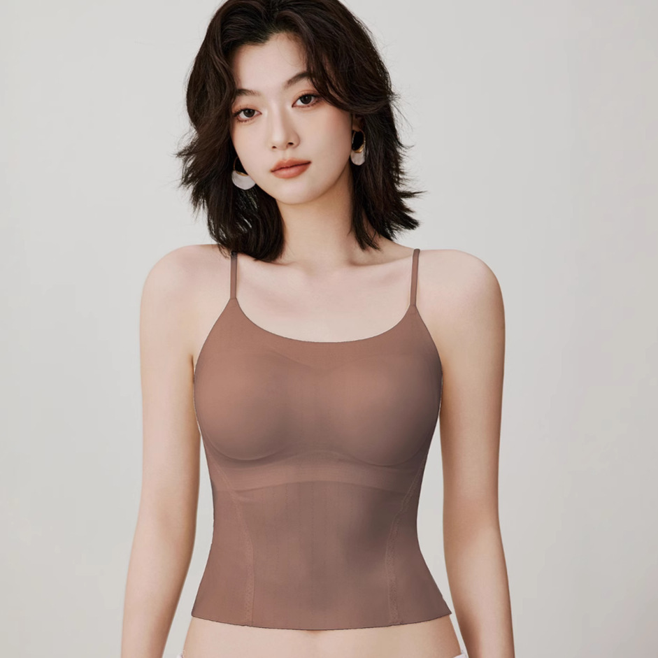 Simple One-piece Camisole Small Vest Non-marking Fixed Chest Pad Slim-fit External Wearing All-match Women's Summer Camisole