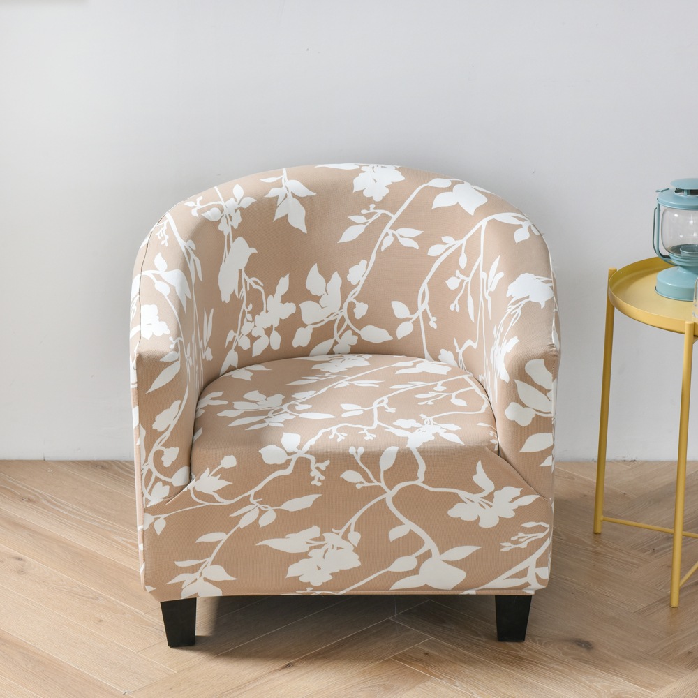 Cross-border European-style elastic all-around semi-round small single-person sofa cover for internet cafes, coffee shops, wine rooms, and guest room printed sofa chair covers