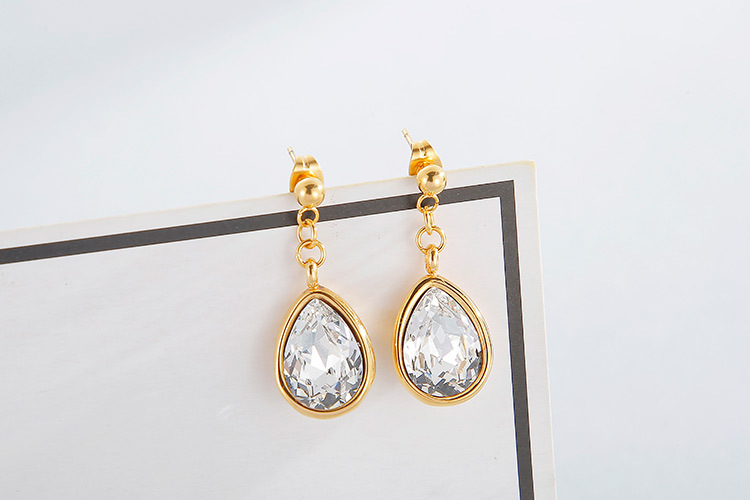 fashion creative stainless steel rhinestone earrings necklace set wholesale Nihaojewelry