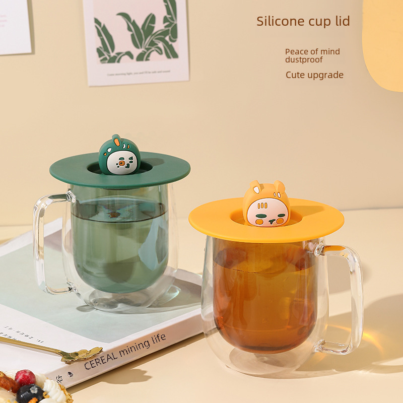 Cute food grade silicone universal dustproof Cup Cover accessories high temperature resistant glass mug cover universal cover