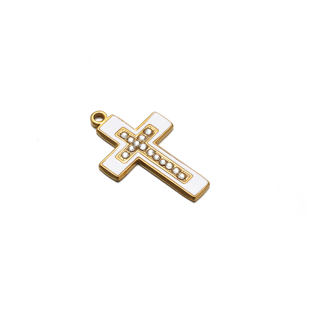 13g Weight Pendant Jewelry Making Type Rhinestones Inlay Material DIY Jewelry Accessories Classification 5 PCS/Package Quantity 304 Stainless Steel Material Cross Pattern Inlay Design Retro, Simple Style Style 5 PCS/Package 304 Stainless Steel Rhinestones Cross Pendant 6