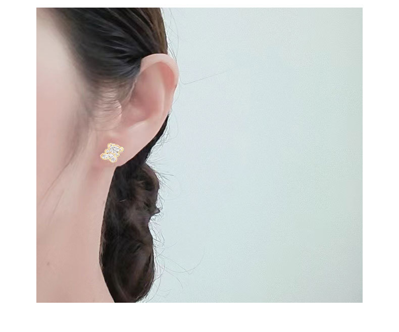 Holiday, Daily Occasion 925 Sterling Silver Material 1 Pair 18K Gold Plated 925 Sterling Silver 925 Sterling Silver Earrings Bear Ear Studs