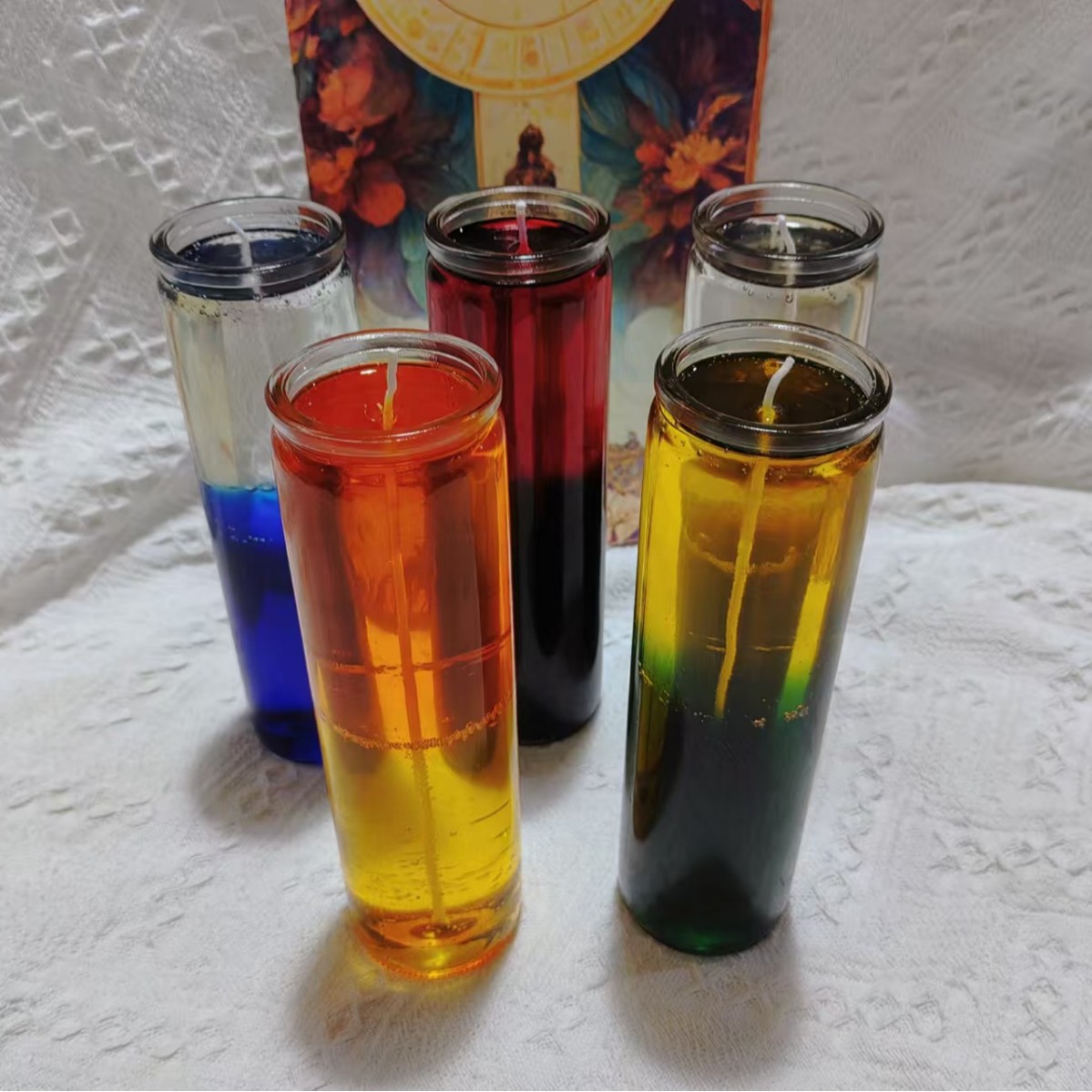New Jelly Wax Multi-color Glass Cup Home Romantic Candle Aromatherapy Round Photo No Smell_voghion.com
