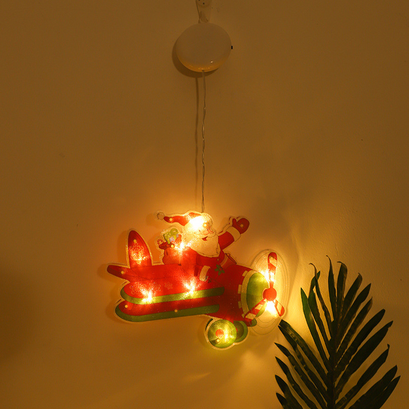 Venta caliente transfronteriza tienda de decoración atmósfera escena Diseño De vacaciones decoración lámpara LED ventosa ventana lámpara colgante Navidad