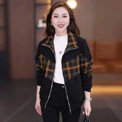 一件代发2025秋季新款休闲宽松显瘦遮肚子流行洋气拼接上衣外套女