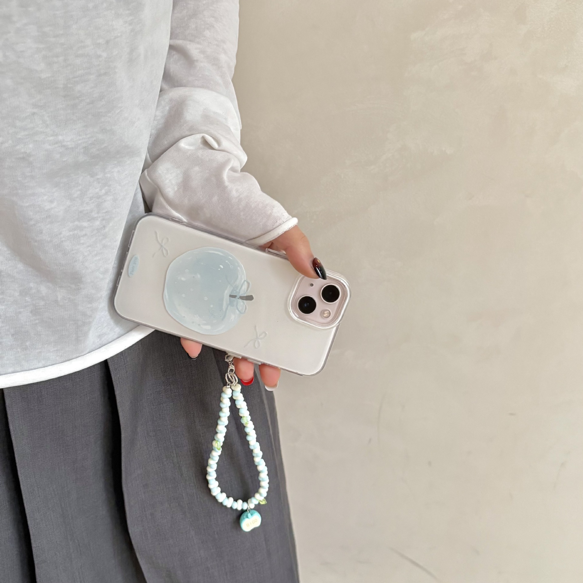 Verano fresco azul apple iphone16ProMax/15 funda para teléfono móvil Apple 13/14 pulsera 16 mujeres