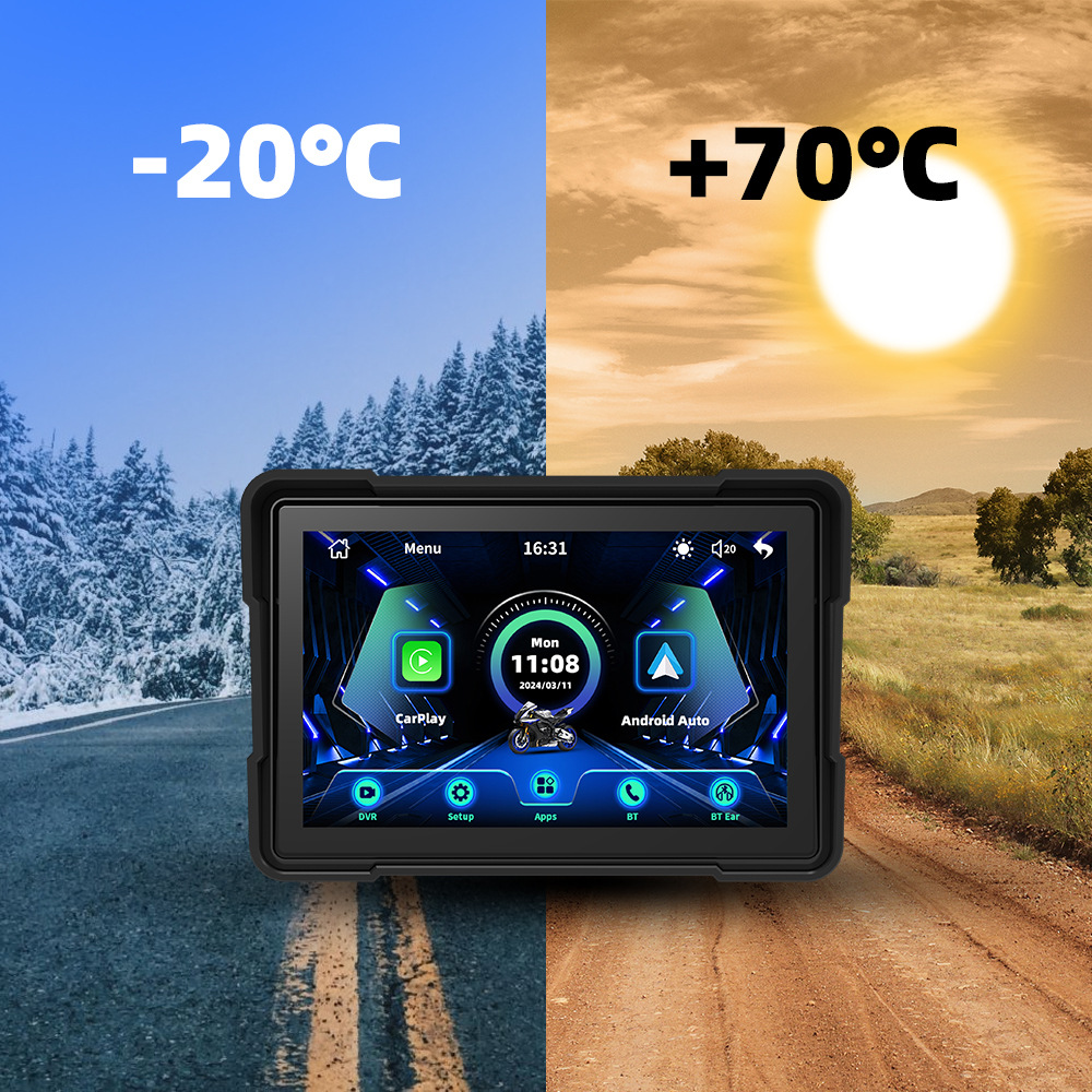 5inch Portable Car-Mounted Motorcycle Dash Cam Carplay Navigator Ip67 Waterproof Wireless