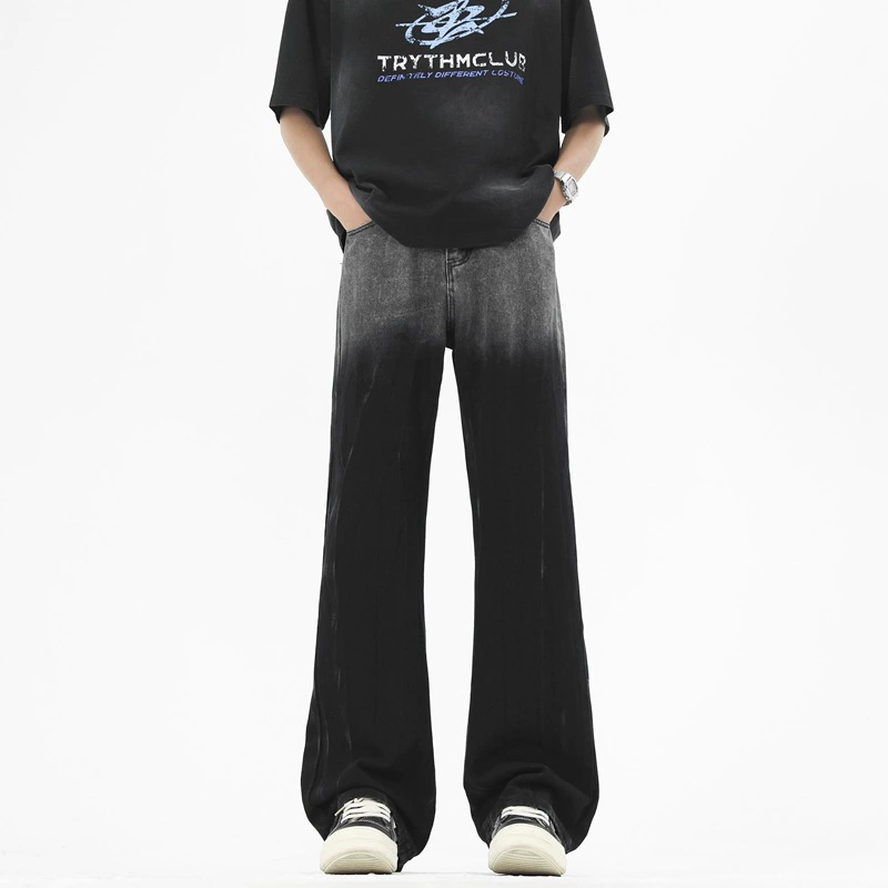 Autumn jeans, мужские брюки в ретро-стилистике, американский стиль, градиент, оверсайз, свободный прямой крой