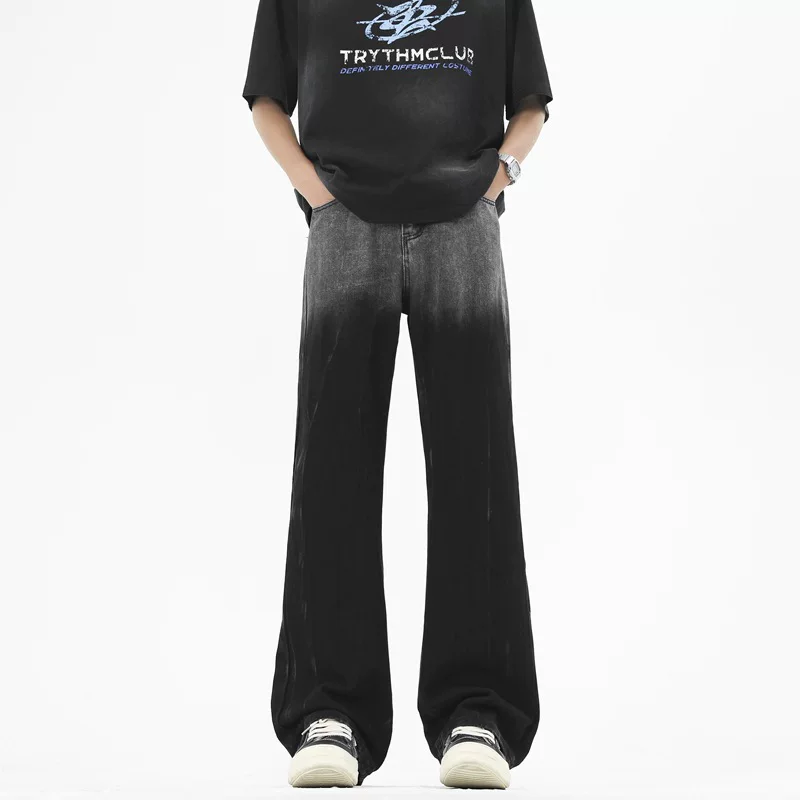 Autumn jeans, мужские брюки в ретро-стилистике, американский стиль, градиент, оверсайз, свободный прямой крой