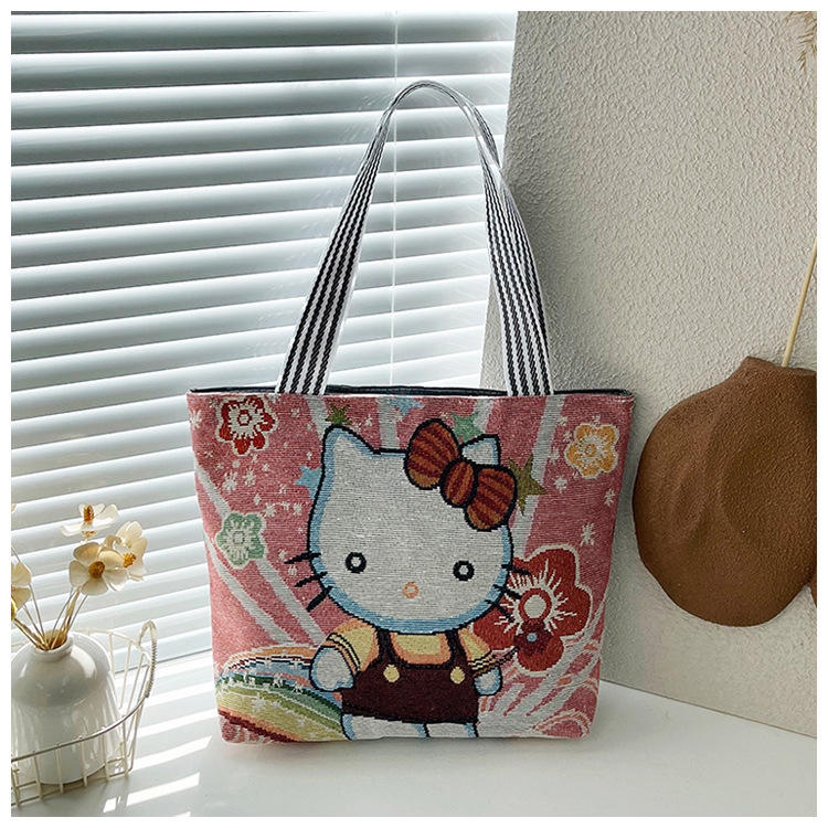 ミッキーベアウサギ刺繍キャンバスハンドバッグレディースハンドバッグカジュアルママハンドバッグオフィスワーカー小さなショルダーバッグ|undefined