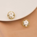 法式复古<font red=H>耳钉</font>S925银批发流苏金色白色山茶花珍珠夸张耳饰耳环