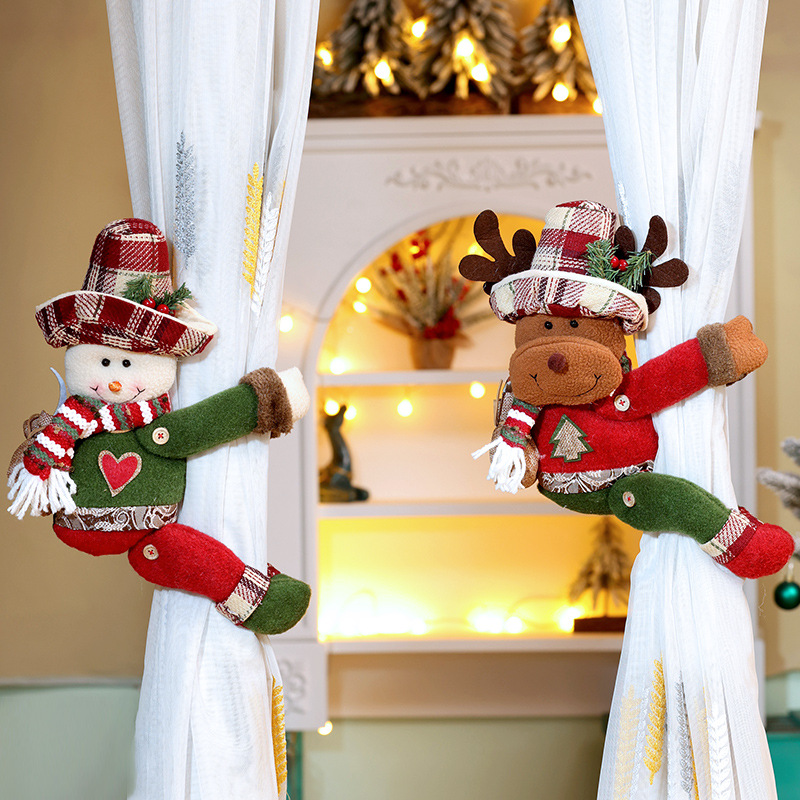 Kerst gordijnklem pluche pop voor decoratie_voghion.com