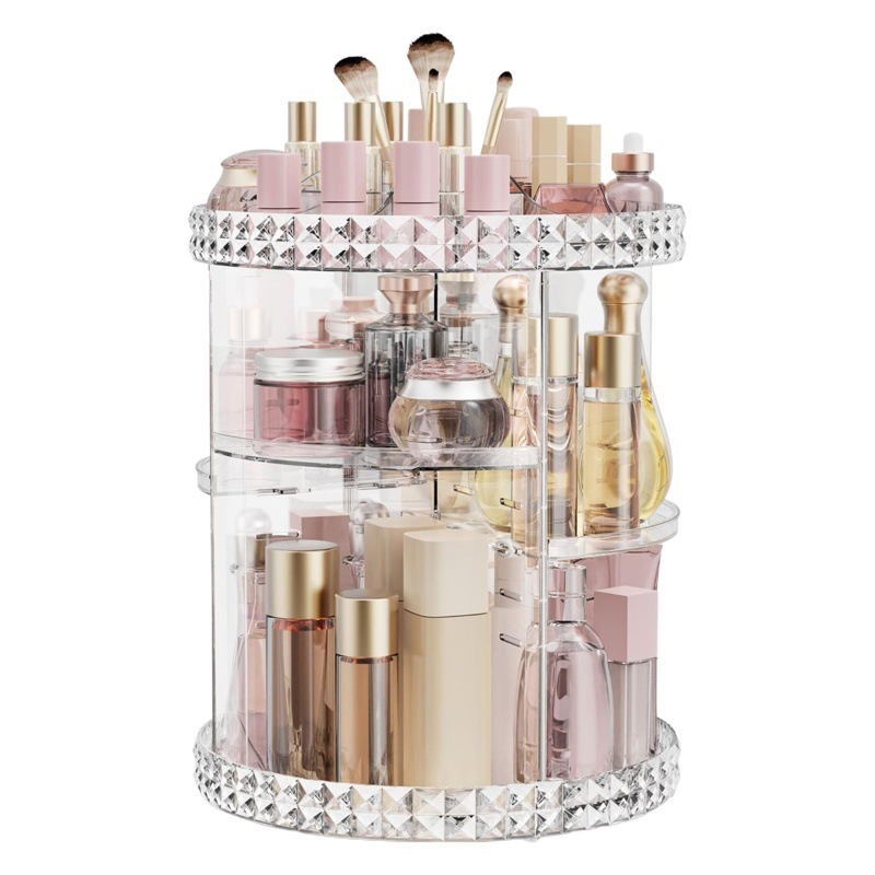 Cosméticos caja de almacenamiento transparente giratorio tocador mayor Gran capacidad acrílico escritorio rack Ventas Directas la fábrica