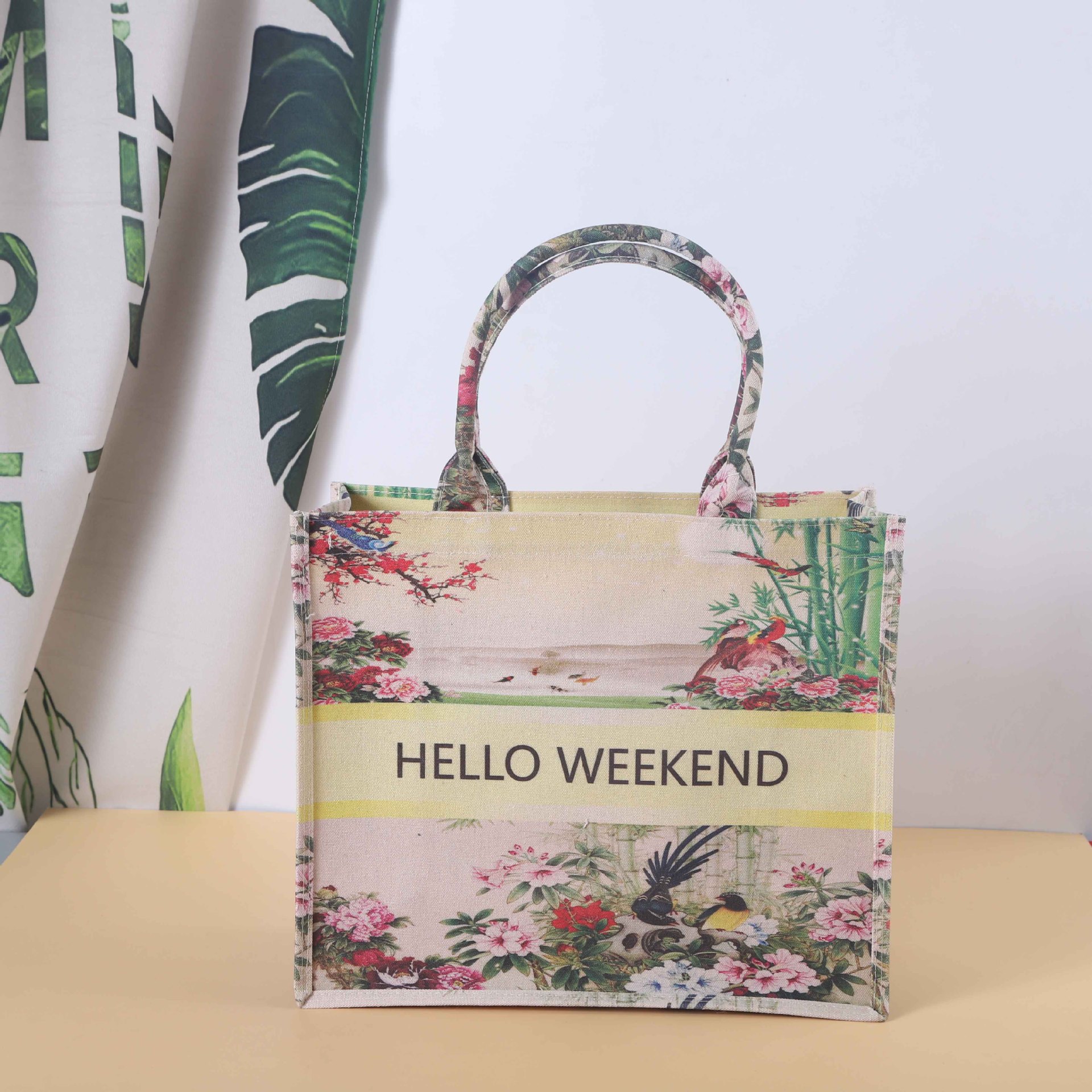 hello weekend 国画中国风帆布袋环保购物手提袋大容量可定