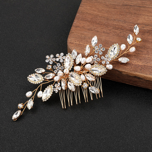 New Chinese style hair comb, ancient style Hanfu hair accessories, wedding bride's headdress, handmade Xi mother-in-law's hair rhinestone insert comb