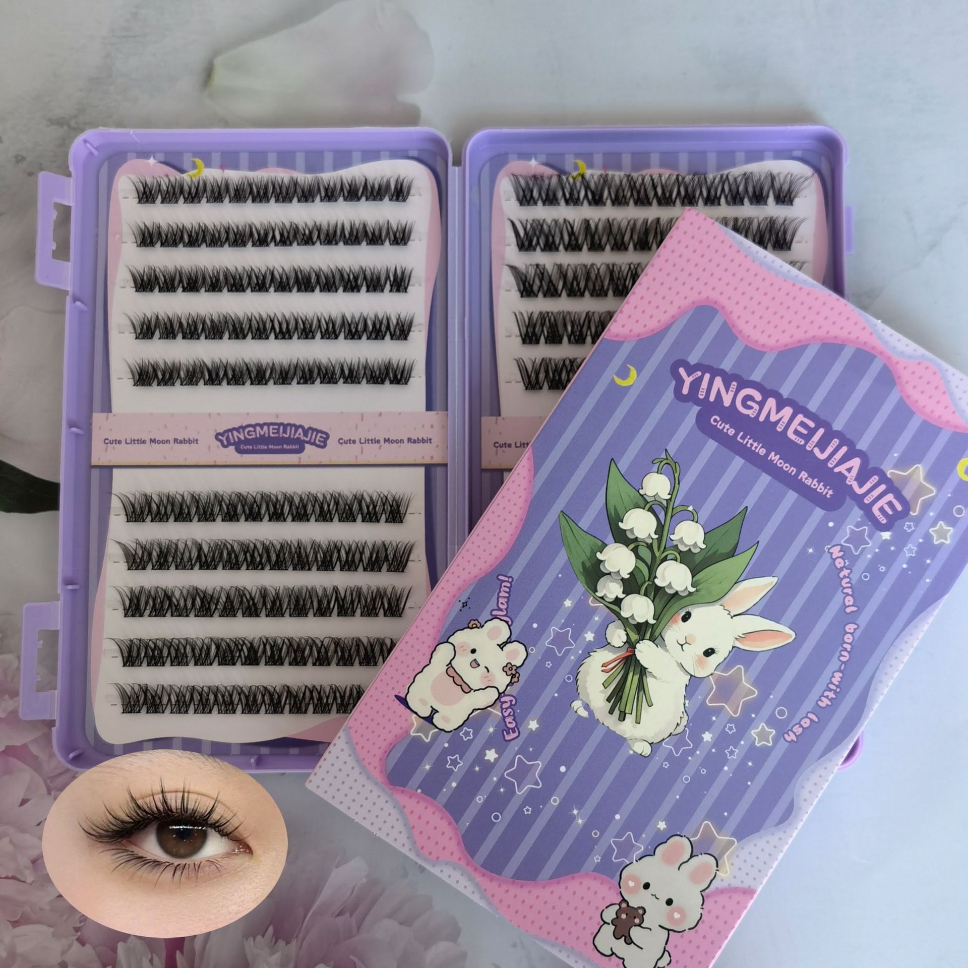 20 filas de paquete de caja de regalo de pestañas falsas transfronterizas, pestañas falsas densas, pestañas falsas sin pegamento.