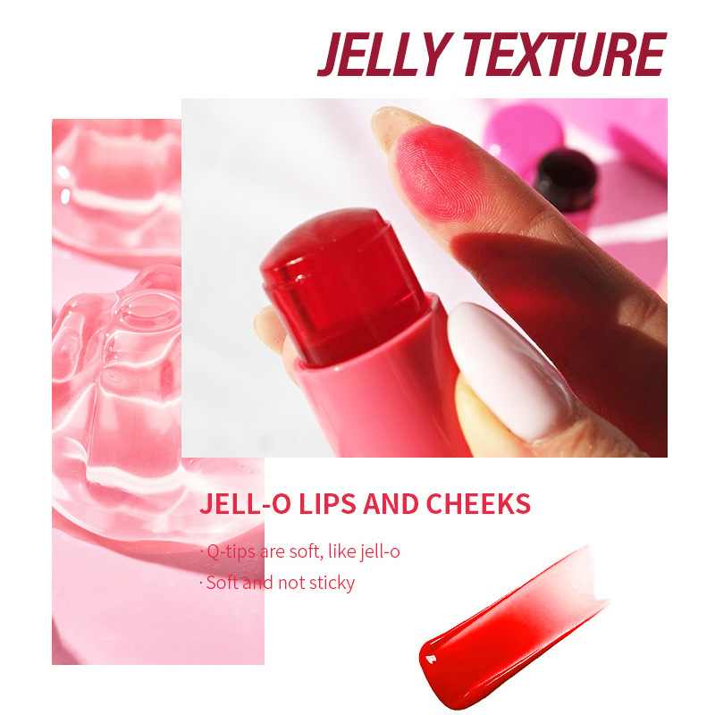 Transfronterizos gelatina barra de lápiz labial blush lápiz labial blush doble uso de cuatro colores Q-bala de limpieza natural cambio de color brillante comercio exterior