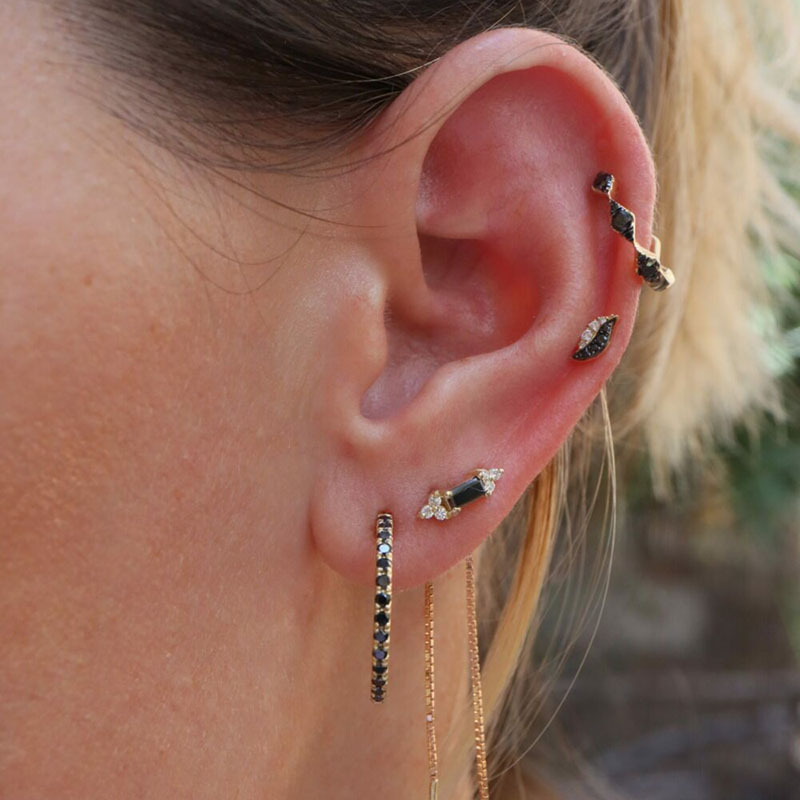 Fashion Geometric Sterling Silver Inlay Artificial Pearls Zircon Earrings 1 Pair