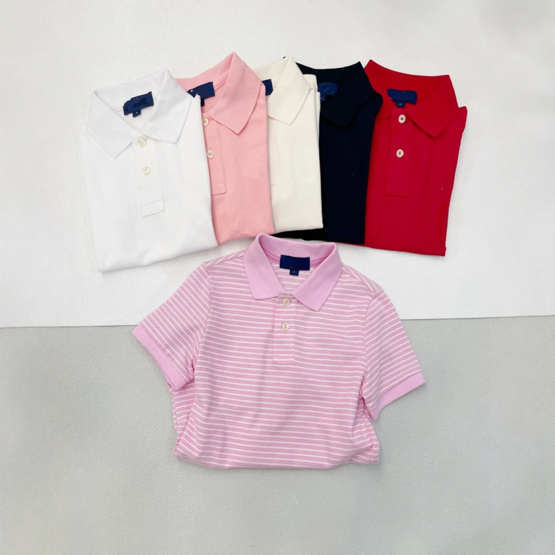Libao Foreign Trade Children's Polo Shirt with Open Front and Reverse Collar, Summer Style Short-Sleeve Top with Embroidered Logo for Ages 4-14