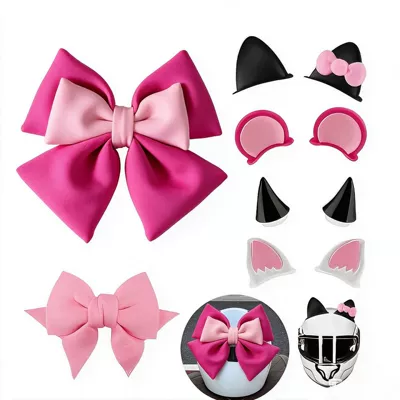 Motorcycle Decorative Helmet Accessories | Motosiklet dəbilqələri - rose-red-bow-4-piece-set