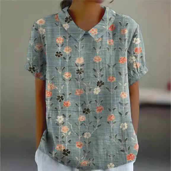 Fuente de fábrica de comercio exterior estación independiente de burbujas de verano monzón camisa de manga corta camisa de flores