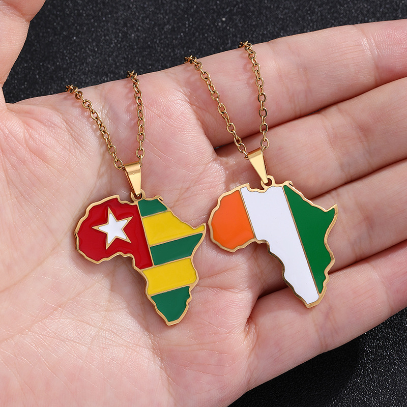 Stainless Steel 18K Gold Plated Fashion Dripping Oil National Flag None Necklace display picture 13