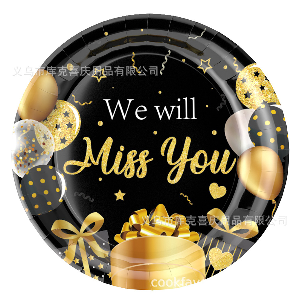 Amazon Black Gold Jubilación Temática Decoración de la fiesta Plate de papel desechable tazas de papel toallas de papel set de decoración de platos