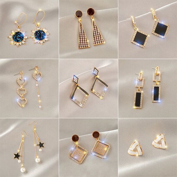 geometric fashionable retro earrings from pearl with tassels