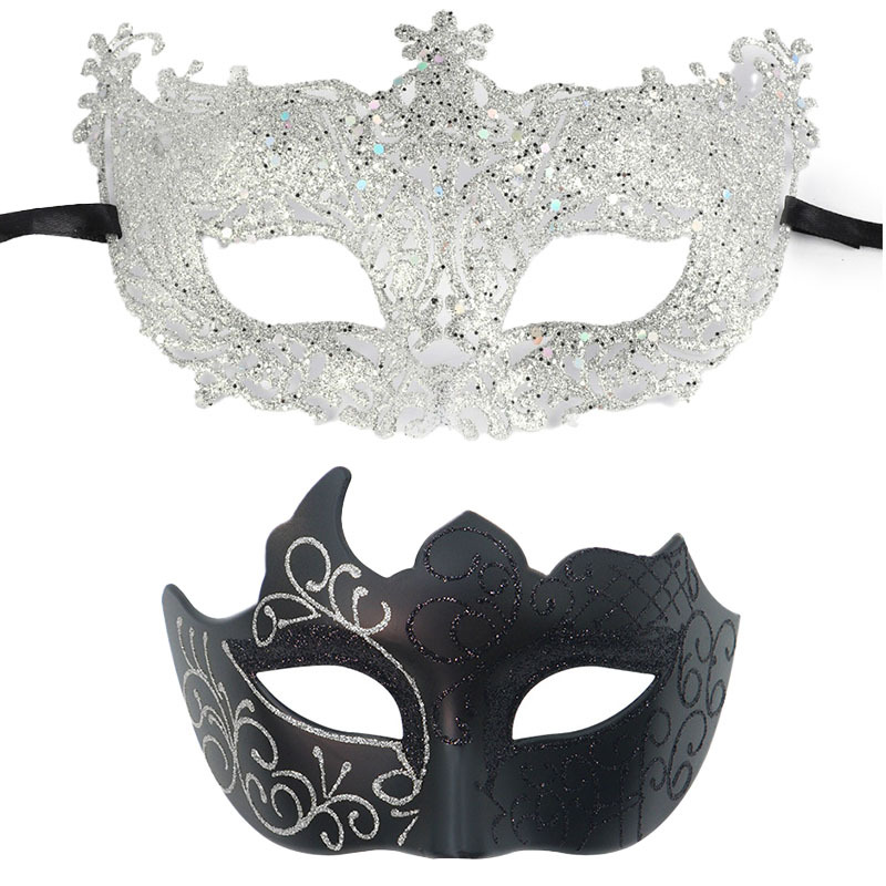 Máscara de zorro hueco transfronteriza polvo polvo máscara multiángulo máscara de mitad de cara máscara de Halloween carnaval máscara de baile