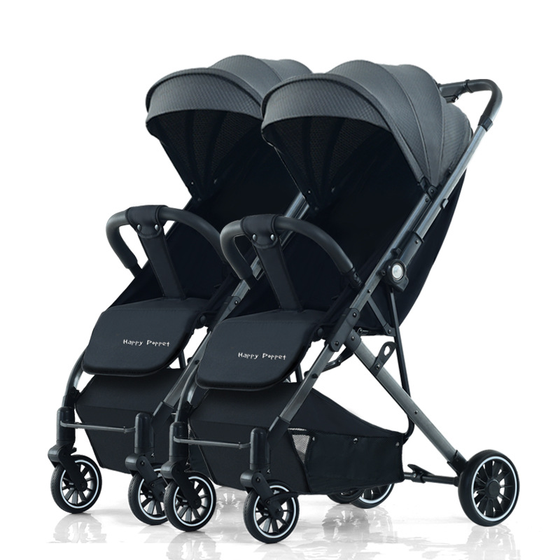 Cochecito doble con nuevo diseño, absorción de impactos bidireccional, se puede sentar y reclinarse, cochecito de bebé con vista alta, cochecito plegable