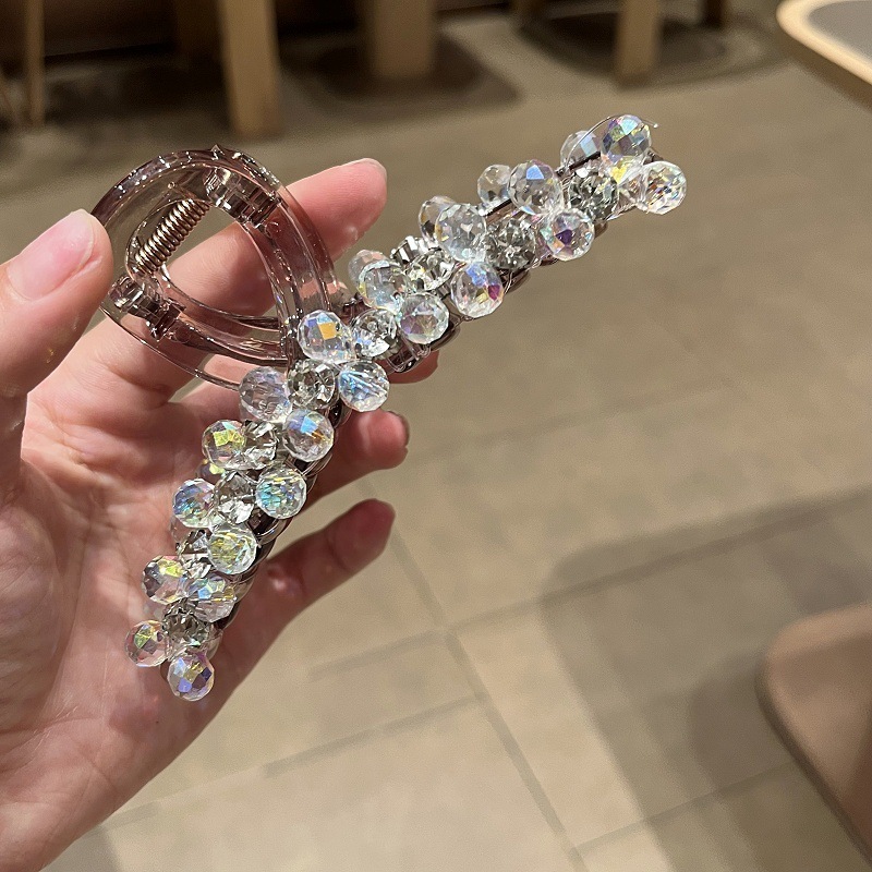 韓国版の軽い高級ラインストーンクリップ、高級感、中型ヘアクリップ、気質、女性用ハーフタイヘアクリップ、ヘアアクセサリー、ヘッドドレス|undefined