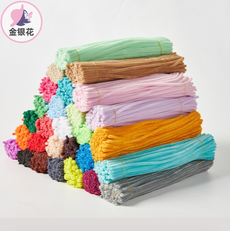 Cross-Border Wholesale Encrypted Twist Sticks, Ultra-Dense Thickened White Chenille Stems, Colorful Flower Bouquet DIY Material Kit