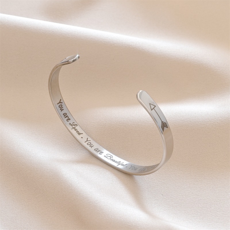 Simple Style Letter Titanium Steel Bangle 1 Piece