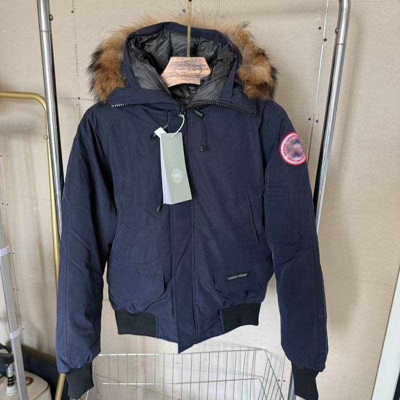 新款大鹅男女同款派克服冬季加厚01飞行夹克高端连帽保暖棉服外套|undefined