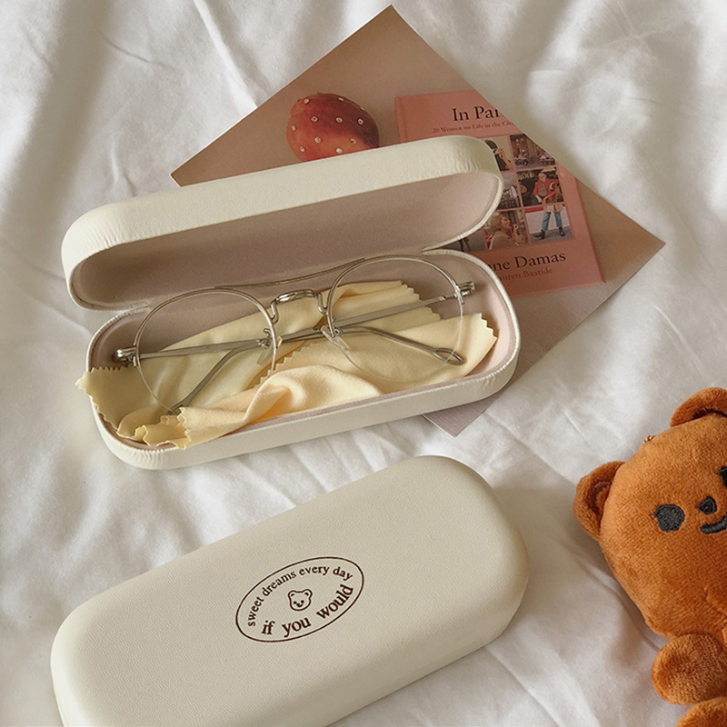 Japonés simple gafas caso ins gafas de sol caja de almacenamiento nicho PU cuero portátil imitación miopía gafas caja de almacenamiento