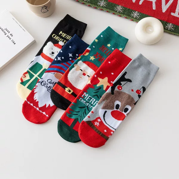 Cotton Women's Cartoon Christmas Stocking Funny Halloween Stocking Stereo Ear New Year Stocking Red Stocking
