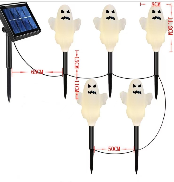 Nuevos productos transfronterizos de Halloween jardín al aire libre impermeable decoración de lámparas LED calabaza fantasma lámpara solar