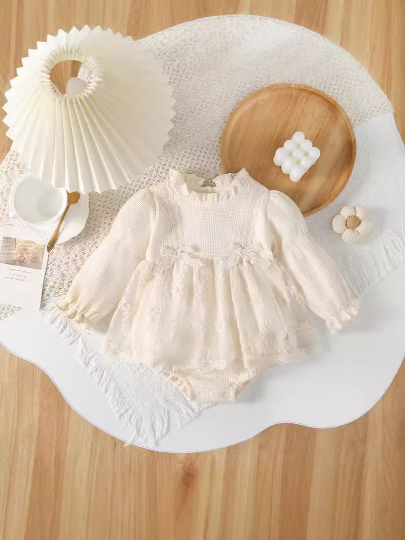 Children's spring lace dress for new born girl's