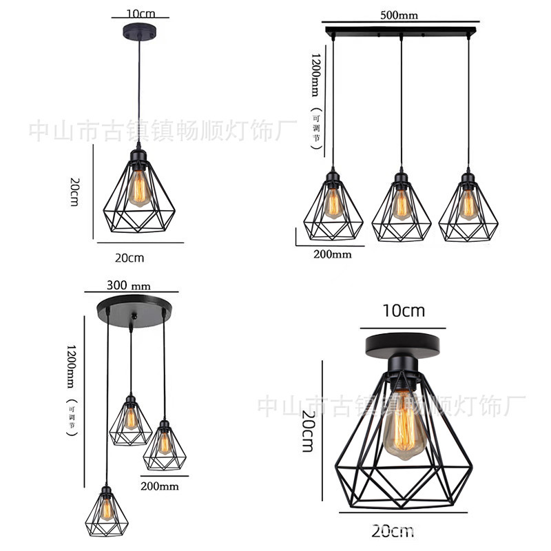Manufacturer Wholesale Three-Head Retro Industrial Style Restaurant Lamp Aisle Lamp Small Pendant Lamp B&B Hotel Zhongshan Led Manufacturer Wholesale Three-Head Retro Industrial Style Restaurant Lamp Aisle Lamp Small Pendant Lamp B&B Hotel Zhongshan Led