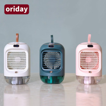 源头工厂加湿水冷风扇爆款家用usb充电左右摇头氛围灯桌面小风扇