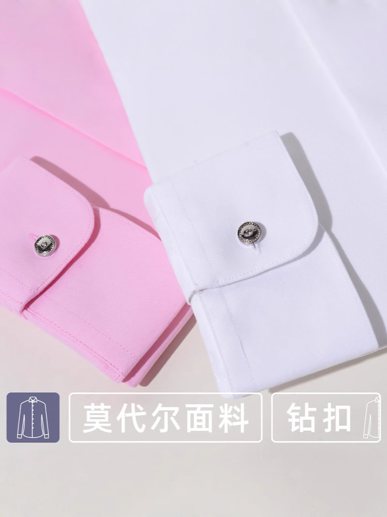 Amor bordado modal Rosa camisa de manga larga de los hombres no planchado negocio boda moda camisa blanca hombres