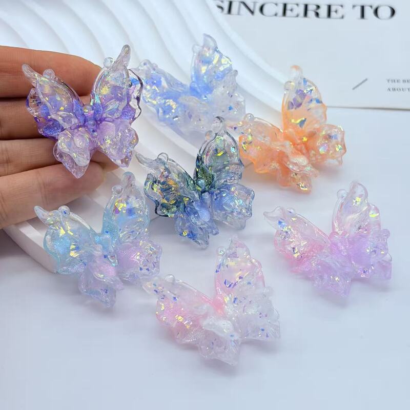 【Sparkling Ice Transparent Soft Butterfly】35Mm Double Layer Butterfly Aurora Night Glow Fine Glitter Butterfly Accessories Decoration 【Sparkling Ice Transparent Soft Butterfly】35Mm Double Layer Butterfly Aurora Night Glow Fine Glitter Butterfly Accessories Decoration