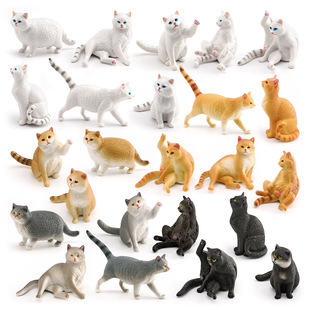 Cross-border children's mini simulation pet cat model orange cat fat cat British short-haired cat pastoral cat decorative ornaments