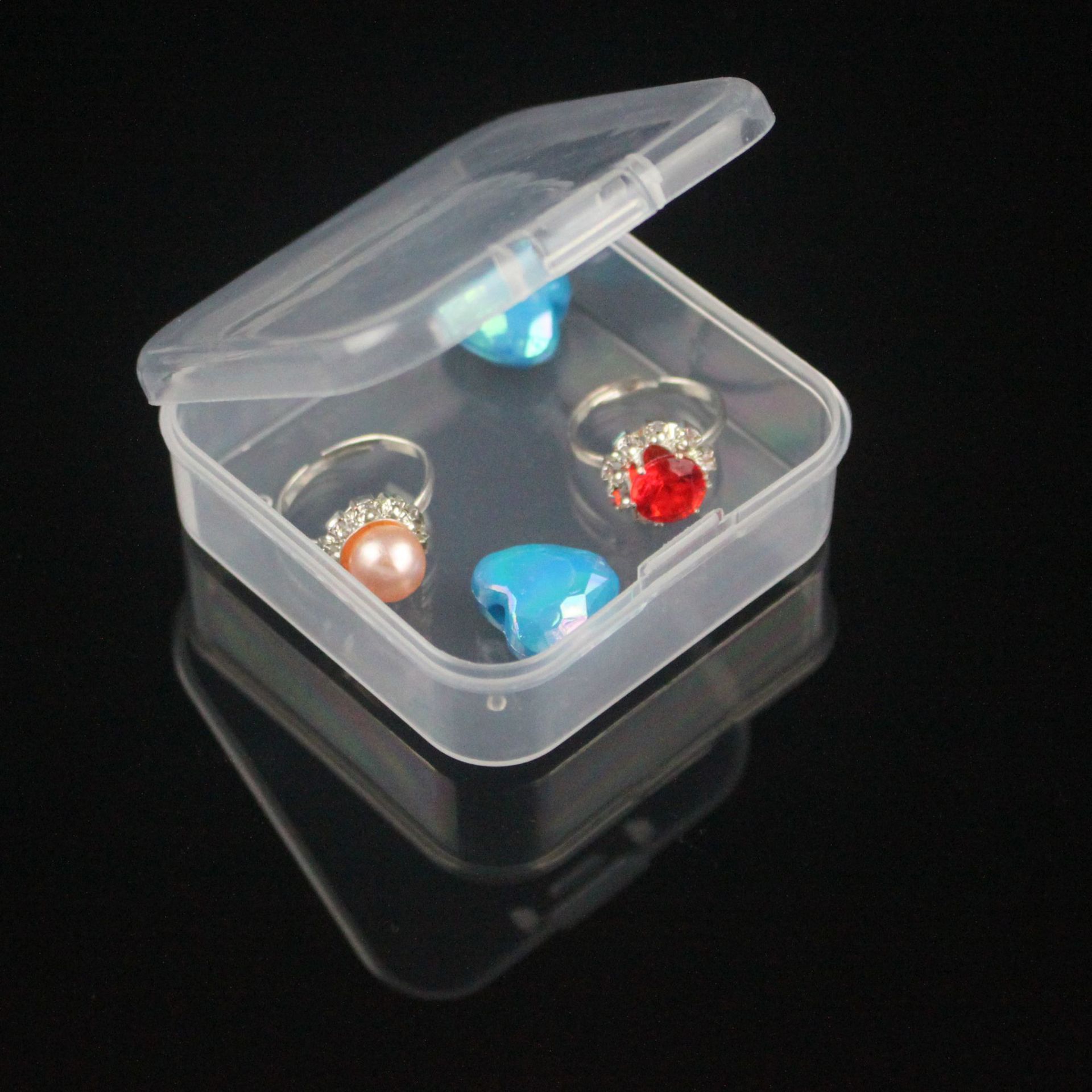 Pp caja 6,5 cm cuadrado pequeña caja de plástico transparente piezas de la caja de productos industriales pequeño producto de embalaje caja de plástico