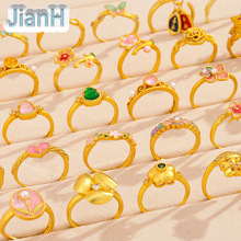 中国风滴油合金开口蝴蝶花朵指环戒指 时尚高级感ins可调节戒指