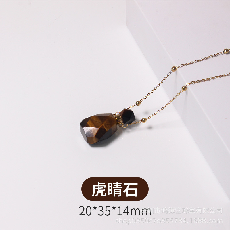 天然水晶香水瓶ネックレス香水精油瓶女性用ペンダント空瓶ギフト彼女用銀飾品招き猫チェーン