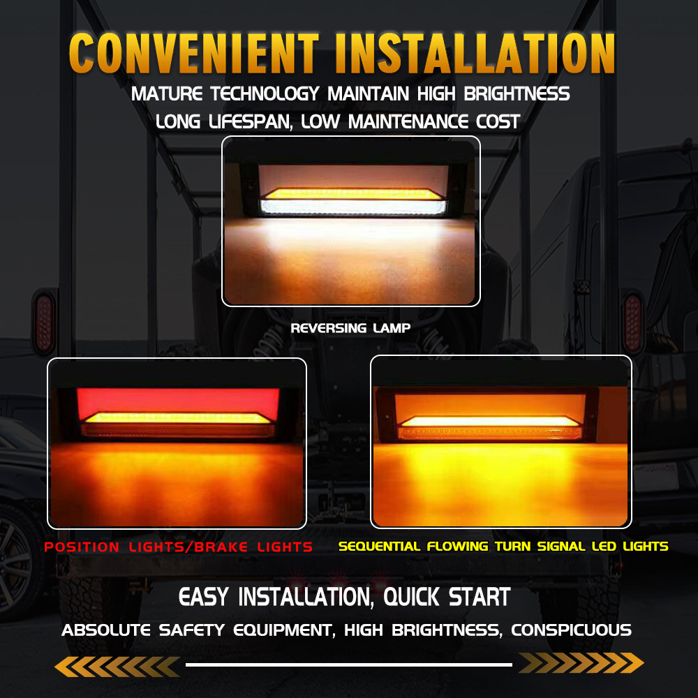 Aplicable al remolque de la tarjeta de carga pesada RV modificación guía de luz de tres colores 147LED luz de freno de señal de giro luz trasera
