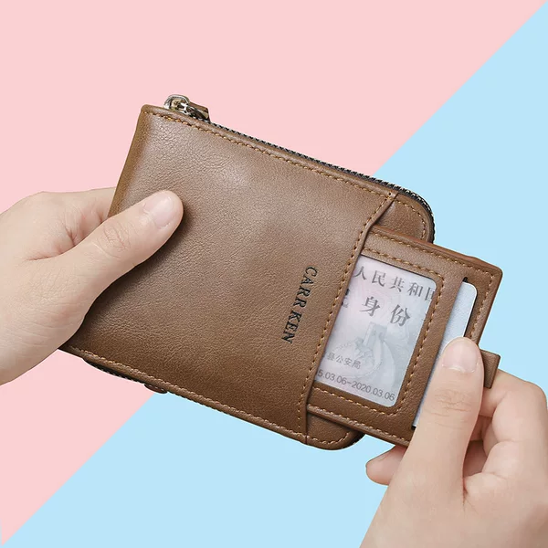 New Men's Card Driver's License Zipper Wallet Multi-Functional 70% off Loose-Leaf Wallet Pure Color Multi-Card Slot Wallet