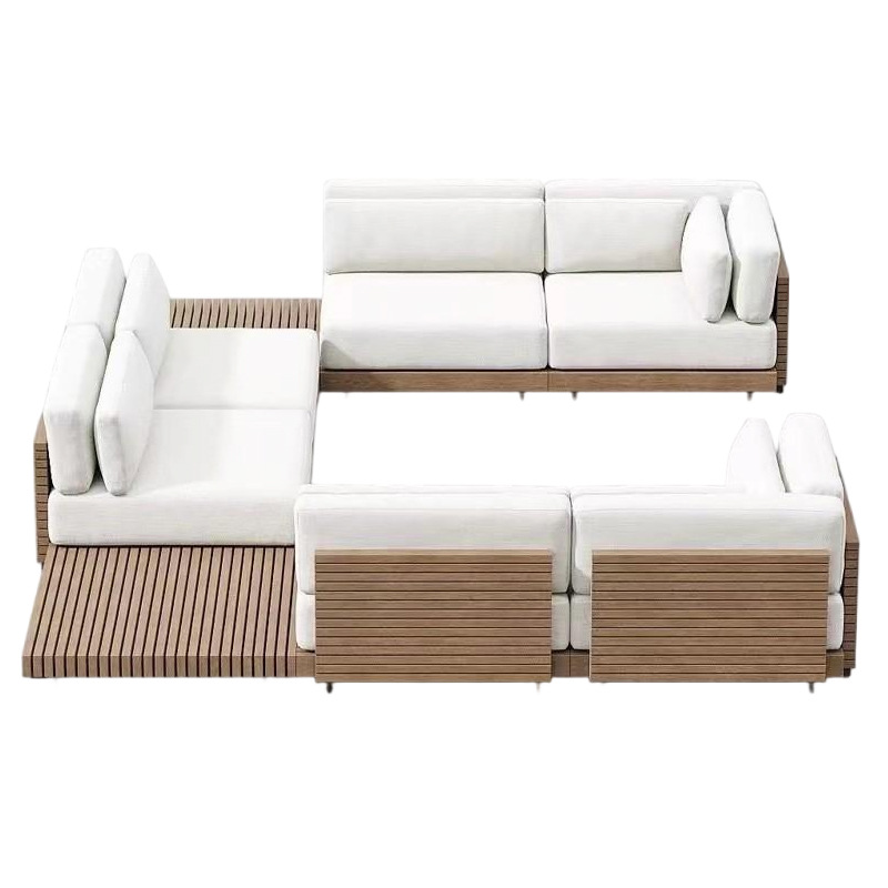 Sofá de teca al aire libre sala modelo villa nuevo muebles chinos terraza patio jardín hotel sofá casual