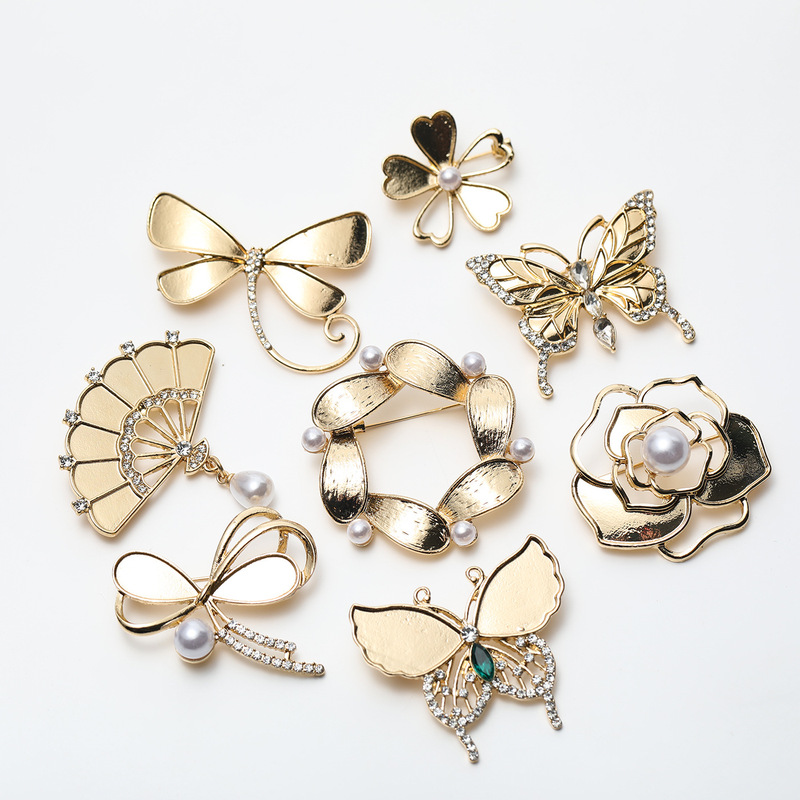 Intangible Cultural Heritage Mother-Of-Pearl Shell Brooch Hairpin Alloy Base Butterfly Lace Ornament DIY Handmade Team Building Materials